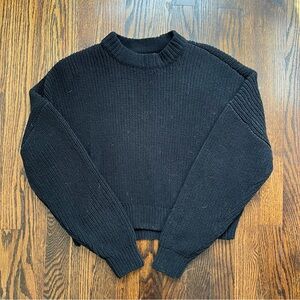 Abercrombie Matte Chenille Crewneck Sweater (Black)